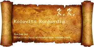 Kolovits Konkordia névjegykártya